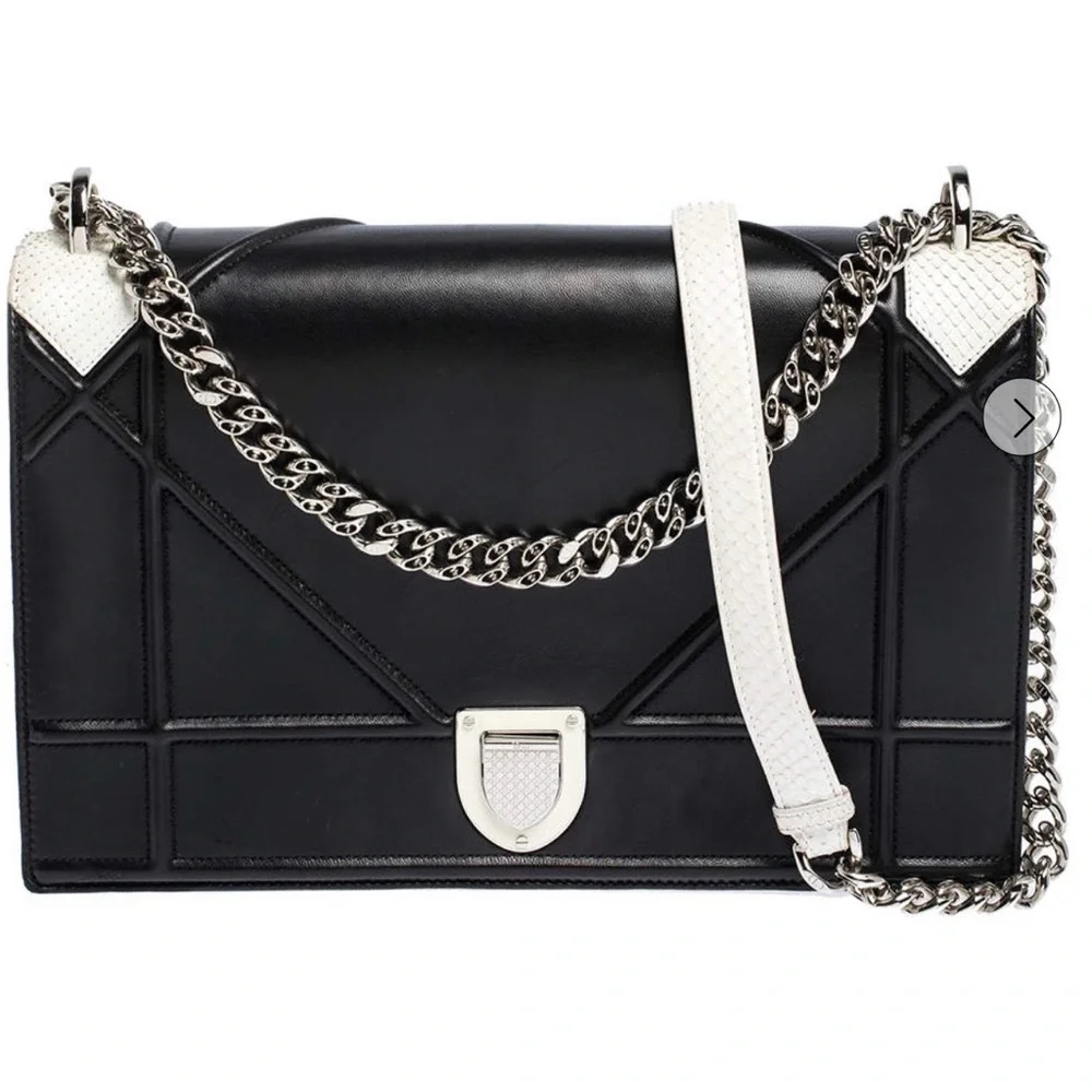✨💎RARE💎✨PYTHON DIOR DIORAMA MEDIUM BAG W/ DUSTY & GIFT. - Picture 2 of 14